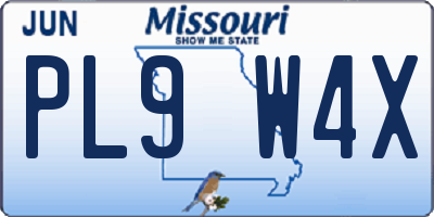 MO license plate PL9W4X