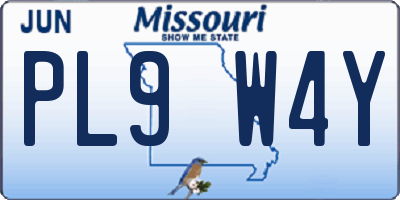 MO license plate PL9W4Y