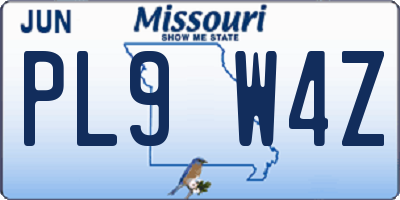 MO license plate PL9W4Z