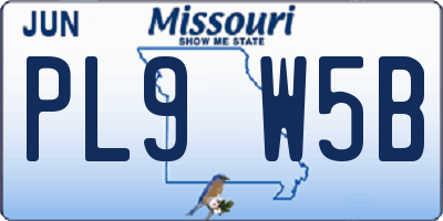 MO license plate PL9W5B
