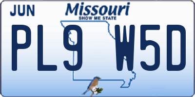 MO license plate PL9W5D