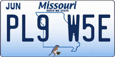 MO license plate PL9W5E