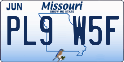 MO license plate PL9W5F