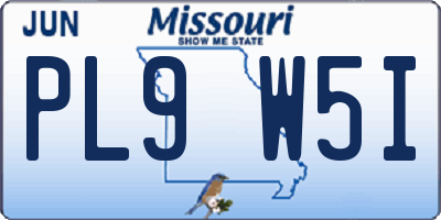 MO license plate PL9W5I