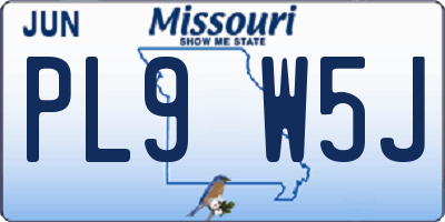 MO license plate PL9W5J