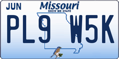 MO license plate PL9W5K