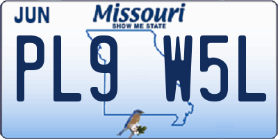 MO license plate PL9W5L