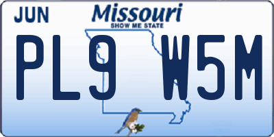 MO license plate PL9W5M