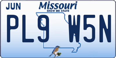 MO license plate PL9W5N