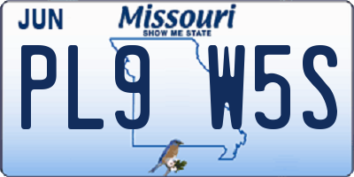 MO license plate PL9W5S
