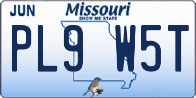 MO license plate PL9W5T