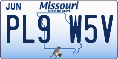 MO license plate PL9W5V
