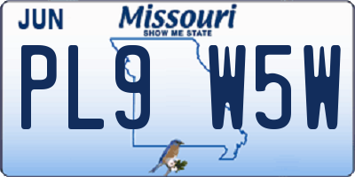 MO license plate PL9W5W