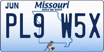 MO license plate PL9W5X