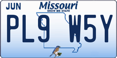 MO license plate PL9W5Y