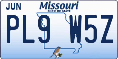 MO license plate PL9W5Z