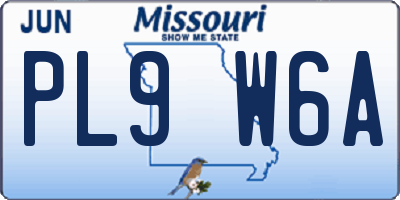 MO license plate PL9W6A