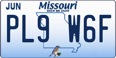 MO license plate PL9W6F
