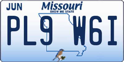 MO license plate PL9W6I