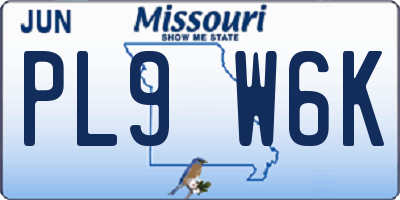 MO license plate PL9W6K