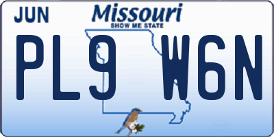 MO license plate PL9W6N