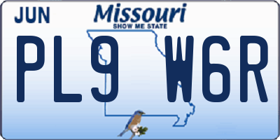 MO license plate PL9W6R
