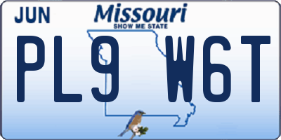 MO license plate PL9W6T