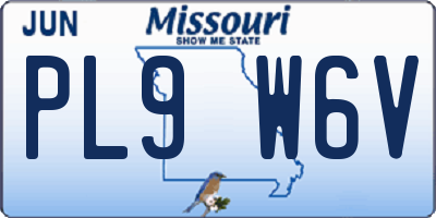MO license plate PL9W6V