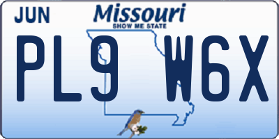 MO license plate PL9W6X