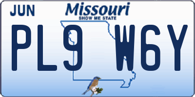 MO license plate PL9W6Y