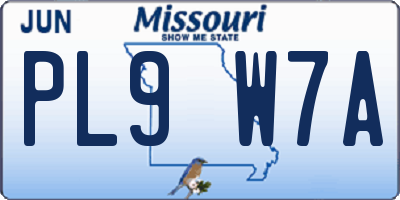 MO license plate PL9W7A