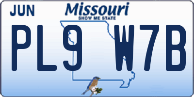 MO license plate PL9W7B