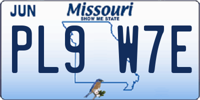 MO license plate PL9W7E