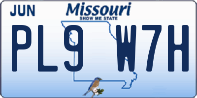 MO license plate PL9W7H