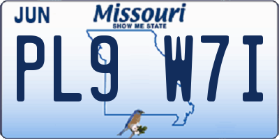 MO license plate PL9W7I