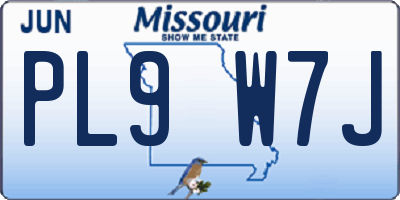 MO license plate PL9W7J