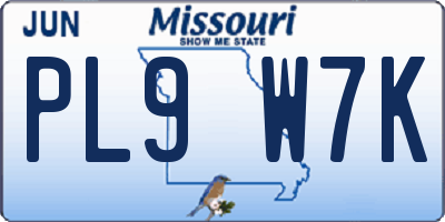 MO license plate PL9W7K