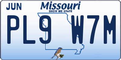 MO license plate PL9W7M