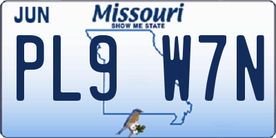 MO license plate PL9W7N