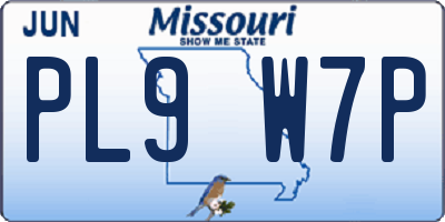 MO license plate PL9W7P