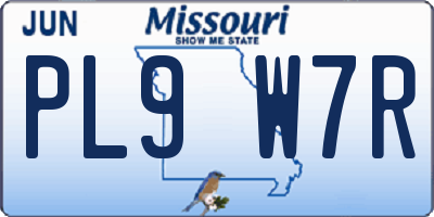 MO license plate PL9W7R