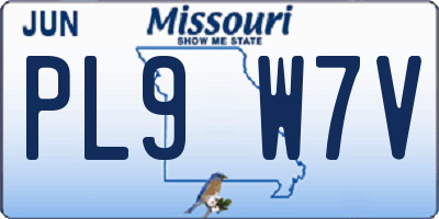MO license plate PL9W7V
