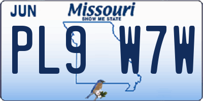 MO license plate PL9W7W