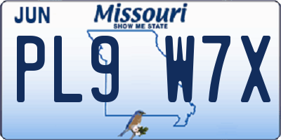 MO license plate PL9W7X