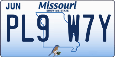 MO license plate PL9W7Y