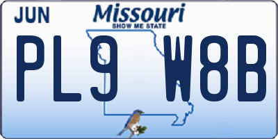MO license plate PL9W8B