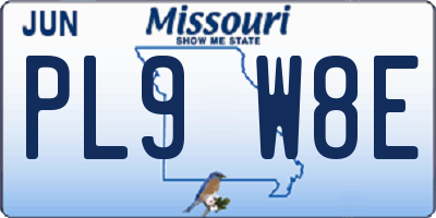 MO license plate PL9W8E