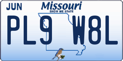 MO license plate PL9W8L