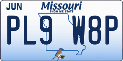 MO license plate PL9W8P