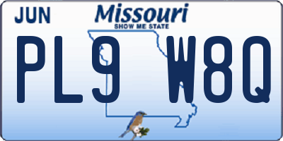 MO license plate PL9W8Q